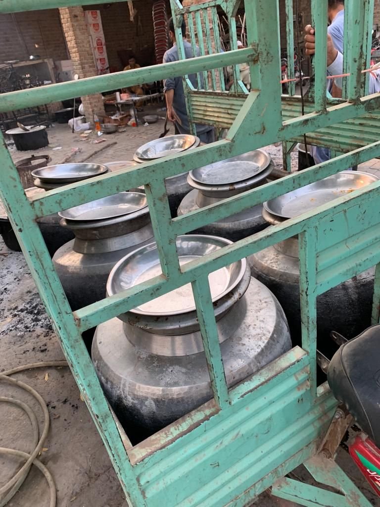 Large cooking pots in the camp kitchen